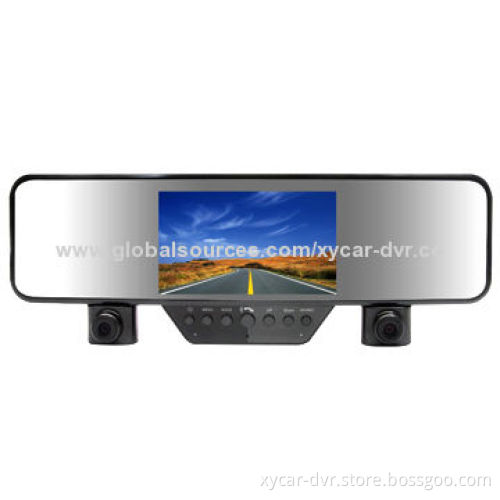 HD Rear-view Mirror Car DVR, 4.3" TFT LCD, Loop Recording, Dual Lens Design